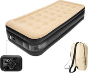 High Raised Single Air Mattress with Built-In Electric Pump – Flocked Comfort