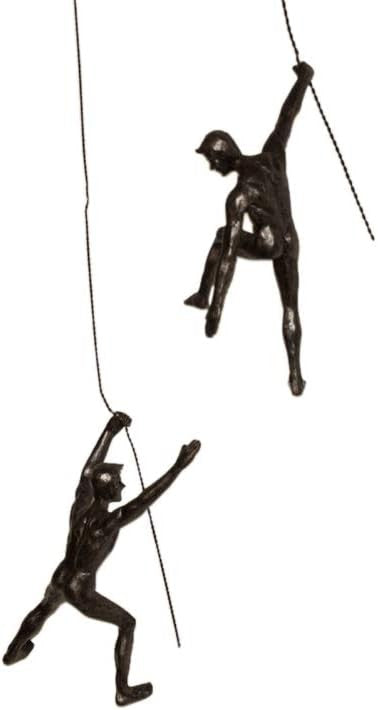 Climbing Man Wall Art Set of 2 Large Rope Sculptures