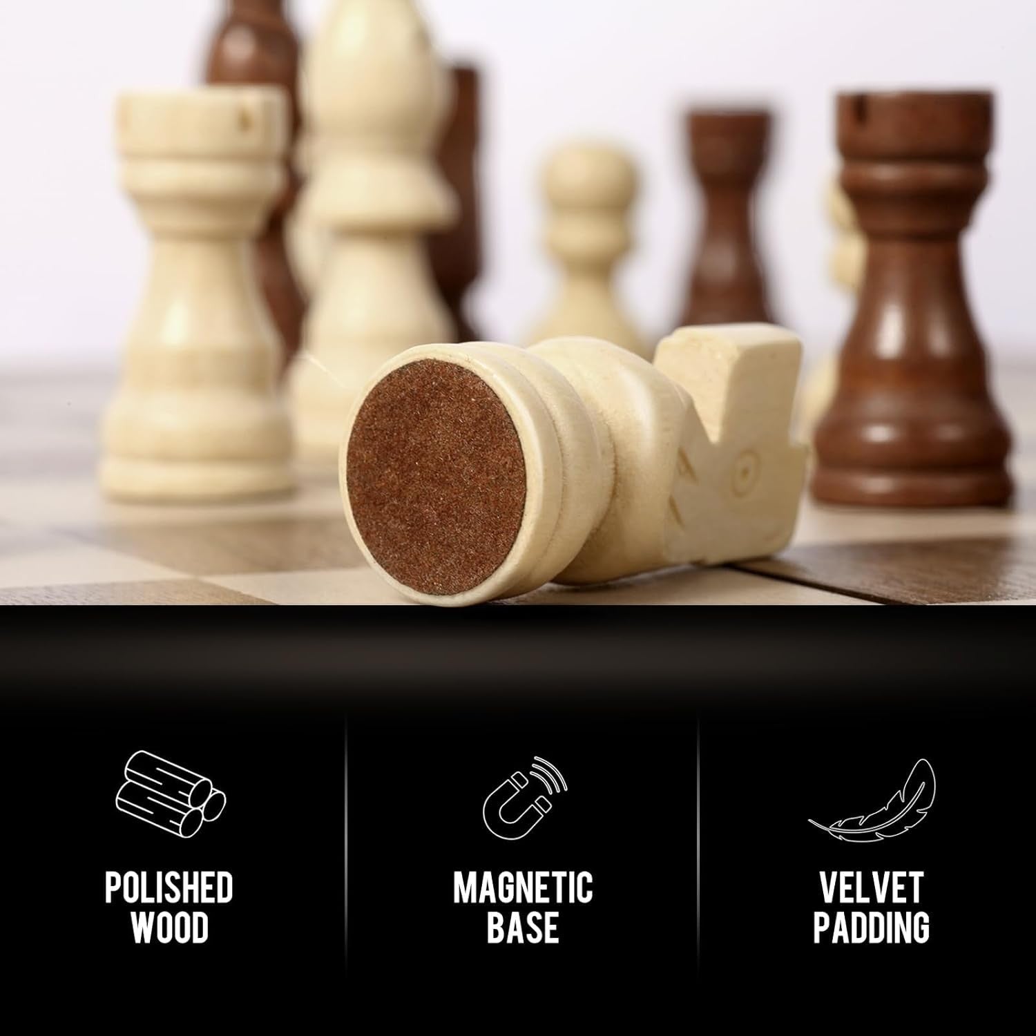 11.5" Magnetic Wooden Chess Set Folding Travel Board Compact Game Set