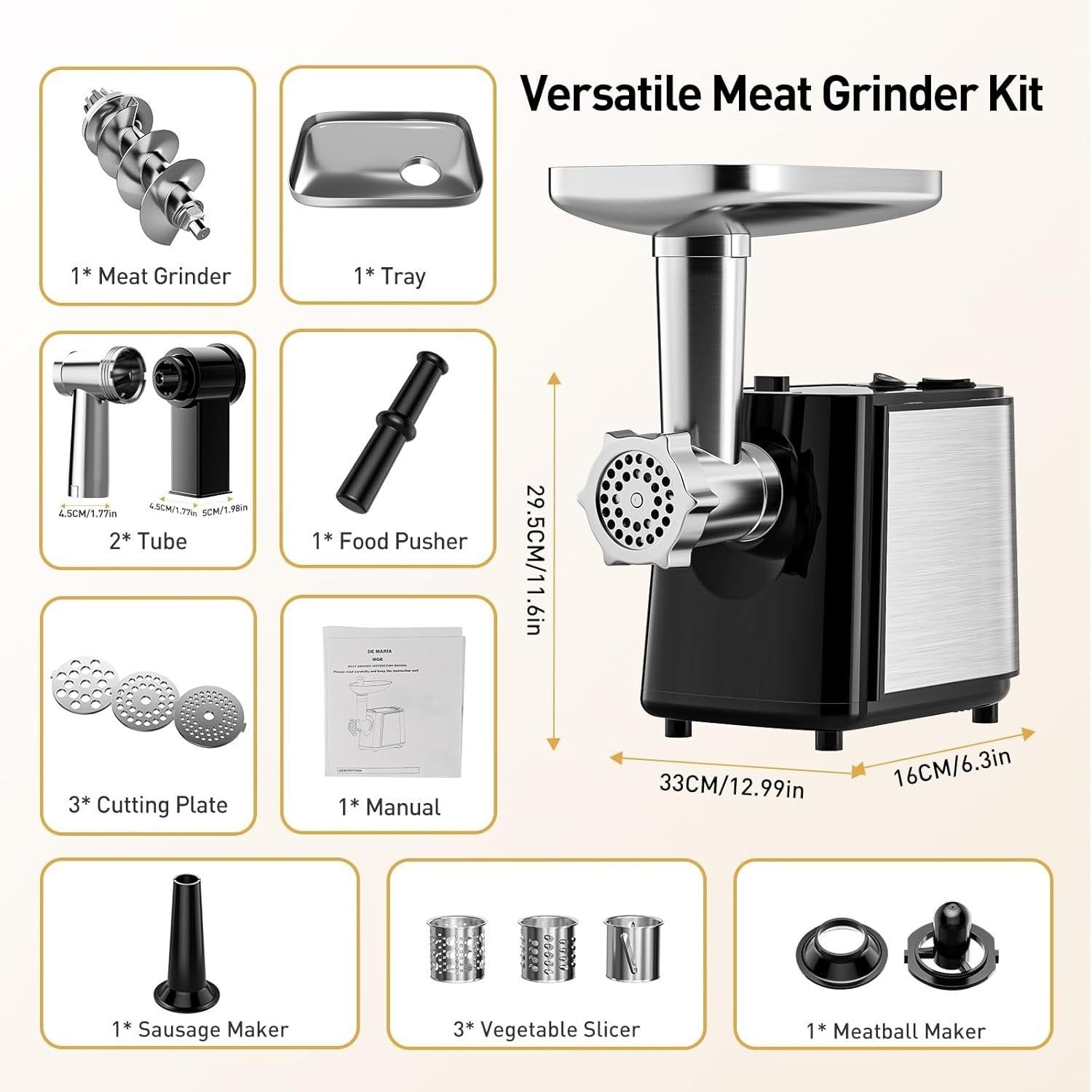 2000W Electric Meat Grinder Sausage Stuffer Food Mincer 8 Attachments