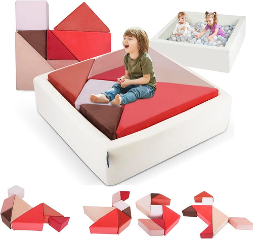 Modular Kids Play Sofa with Puzzle Pieces & Built-in Ball Pit – Soft, Safe Fun
