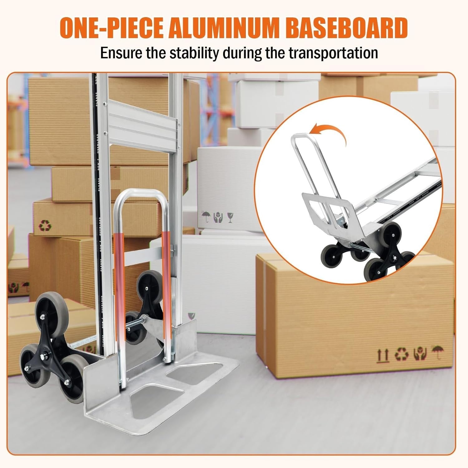 600lb Stair Climbing Hand Truck 2in1 Folding Dolly 6 Wheel Heavy Duty