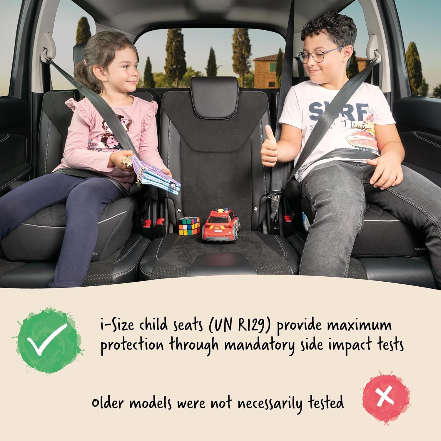 Child Booster Seat 125–150cm R129 Lightweight Padded Kids Car Seat Blue