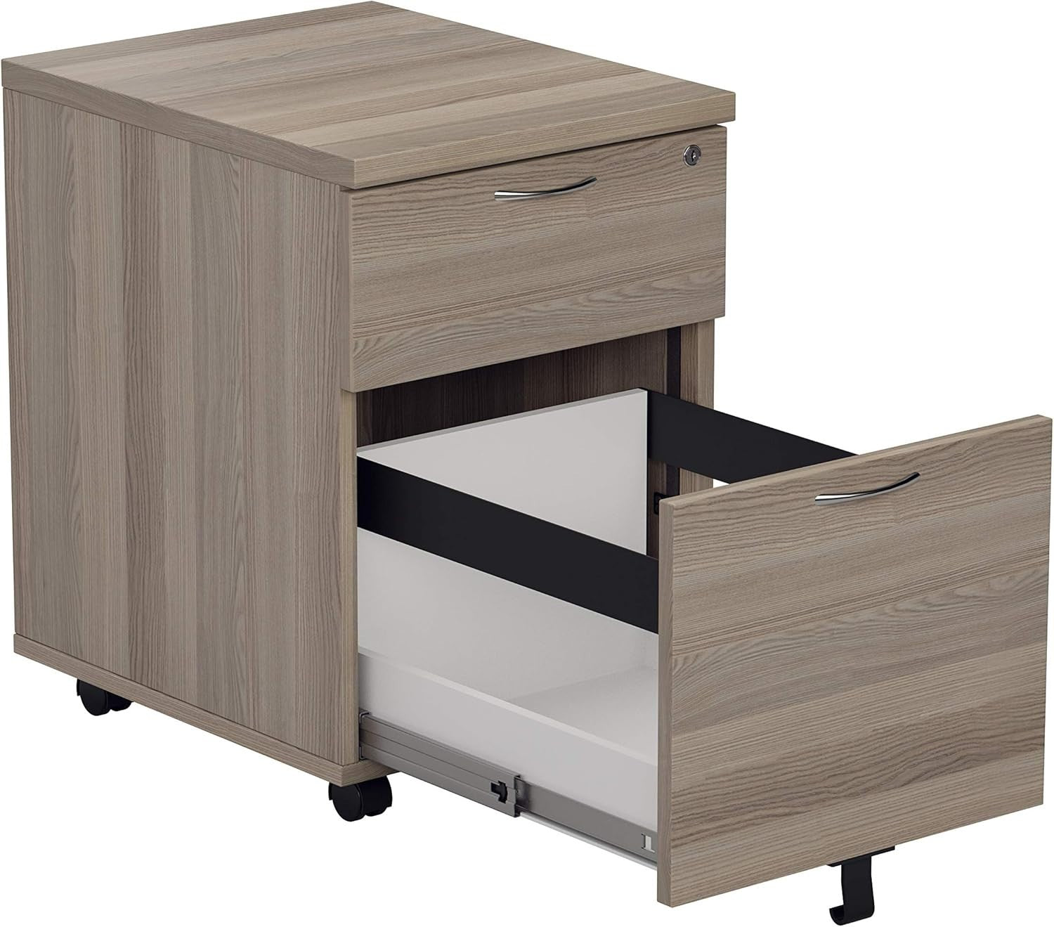 Lockable 2 Drawer Mobile Filing Cabinet Pedestal Office Storage Grey Oak