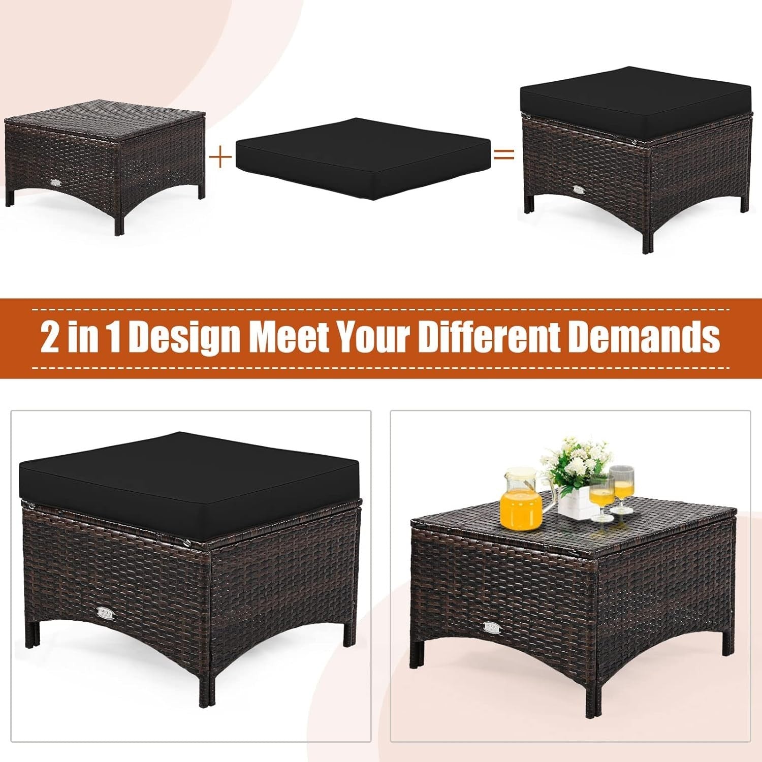 5-Piece Outdoor Patio Rattan Sofa Set - Weatherproof Garden Conversation