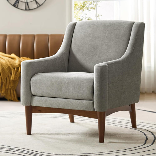 Grey Fabric Accent Armchair Upholstered Lounge Chair for Living Room