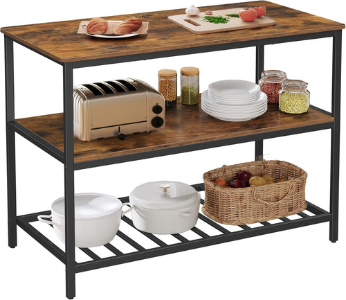 Kitchen Island Bakers Rack Large Worktop Storage Shelf Unit Steel Frame