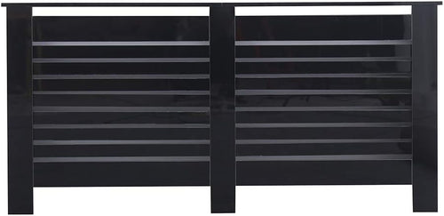 High Gloss Black Radiator Cover Modern Slatted Cabinet Extra Large