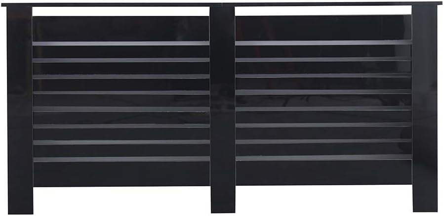 High Gloss Black Radiator Cover Modern Slatted Cabinet Extra Large