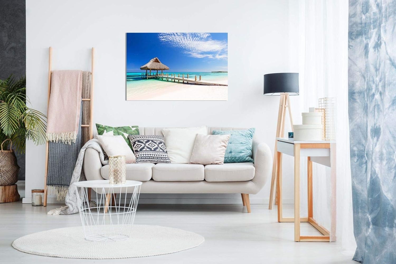 Tropical White Sandy Beach Canvas Wall Art Coastal Sea Print Large 30x20