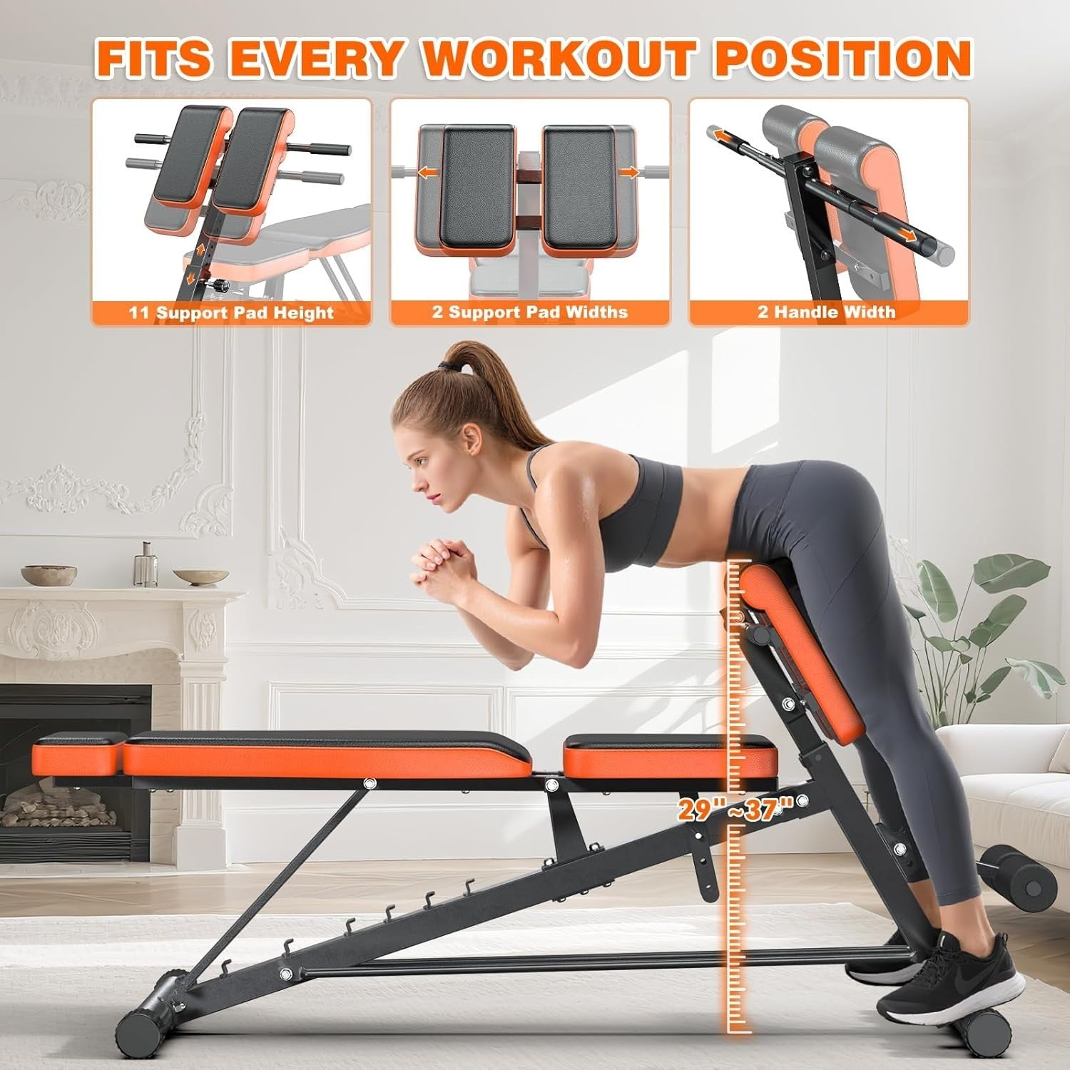 All-In-One Hyperextension Roman Chair Bench 1000lb Home Gym