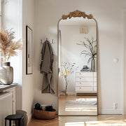 Gold Arch Full Length Mirror 146x44cm Wall Leaning Vintage Dressing Mirror