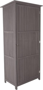 Tall Wooden Garden Storage Shed with Shelves & Hooks, Waterproof Steel Roof