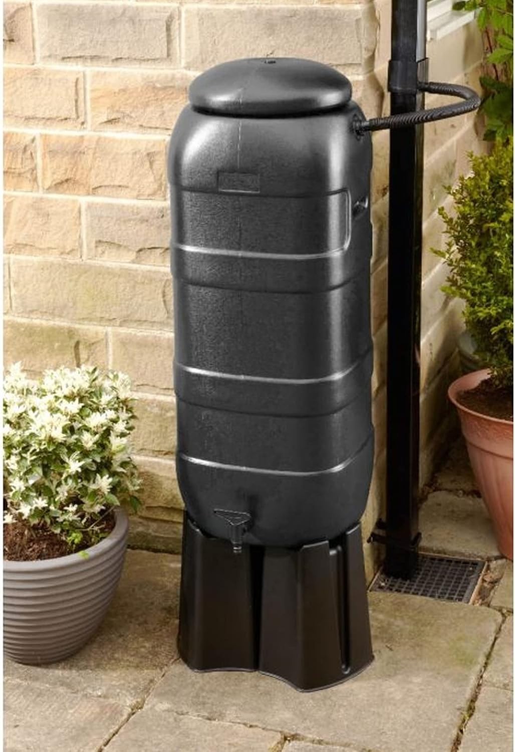 100L Slimline Water Butt Kit With Stand & Diverter | Space Saver