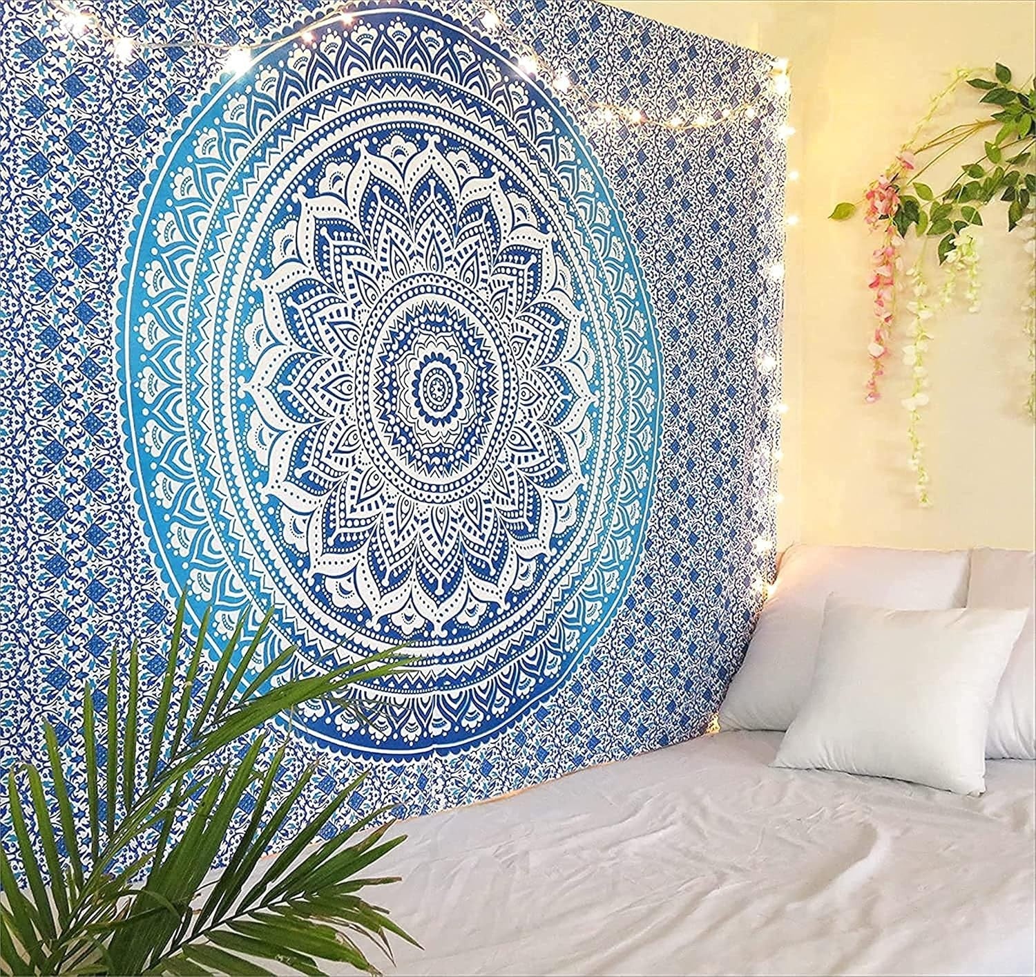 Blue Ombre Tapestry 137x213cm Boho Wall Hanging Cotton Decor