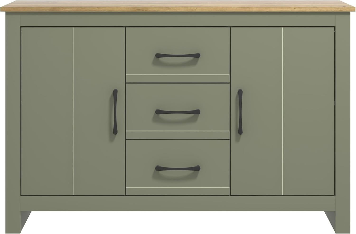 Large Storage Sideboard Cabinet 2 Doors 3 Drawers Adjustable Shelves