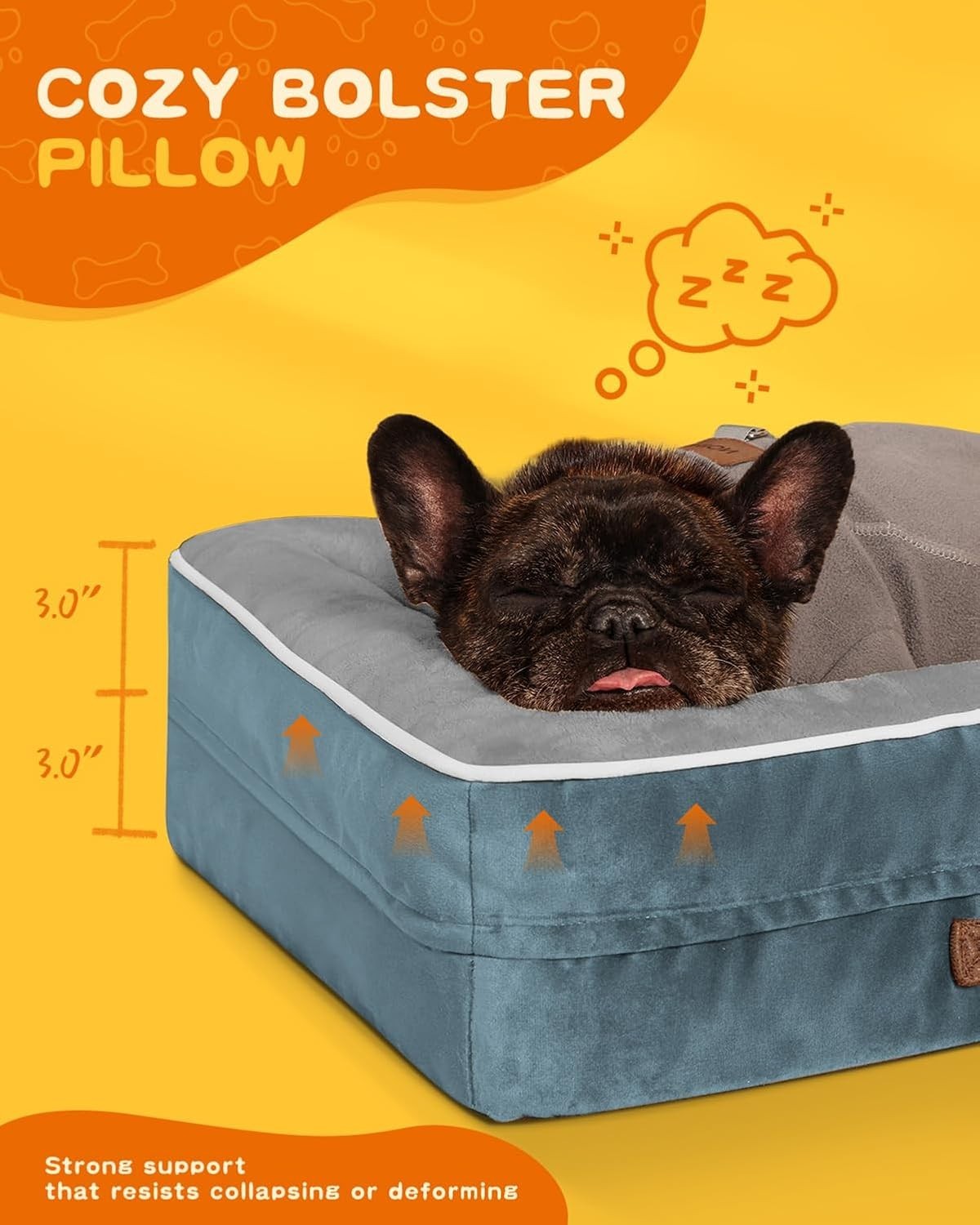 Orthopedic Cat & Small Dog Bed 61x46cm Waterproof Blue