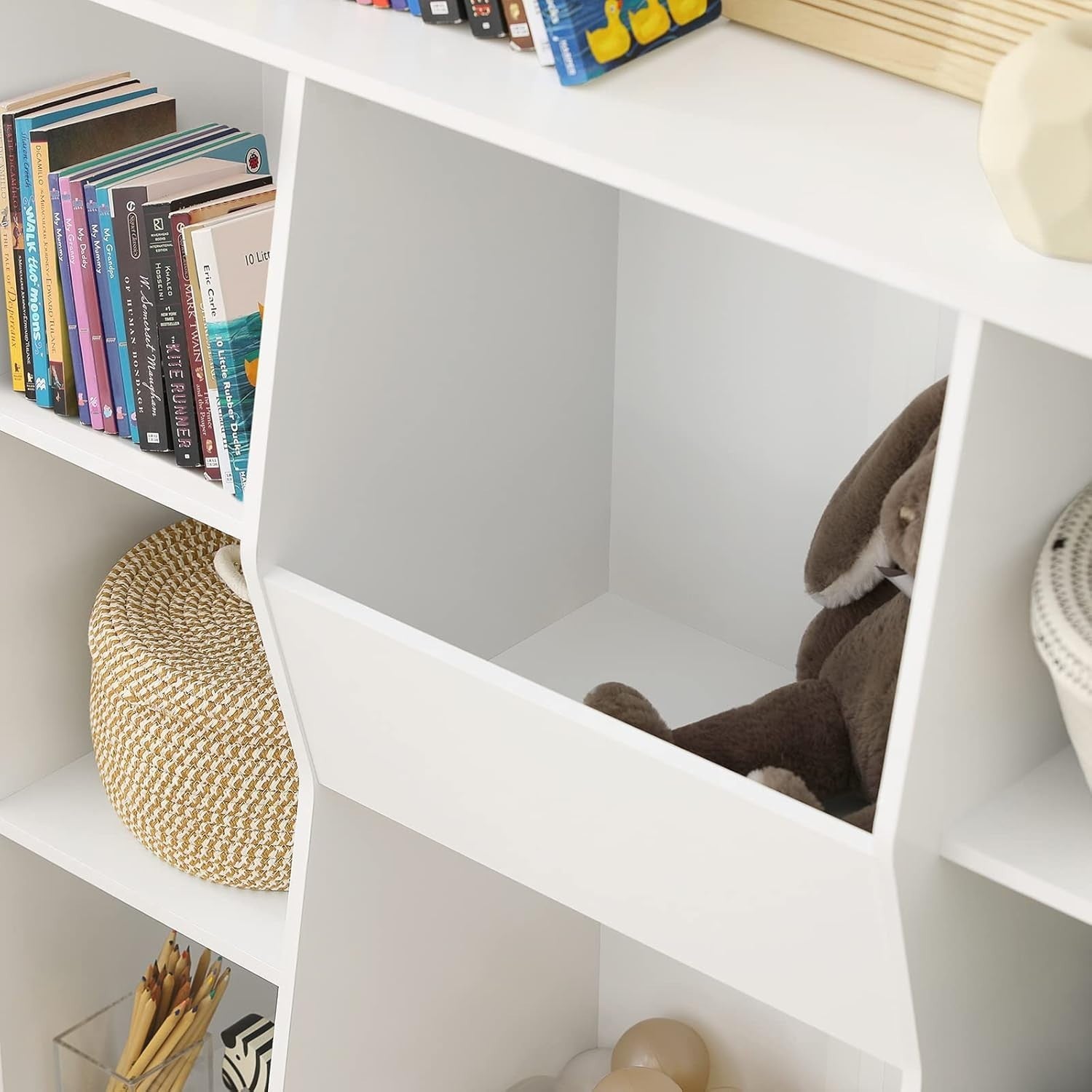 Kids Bookshelf with 8 Open Compartments, Safe Toddler Storage & Easy Access