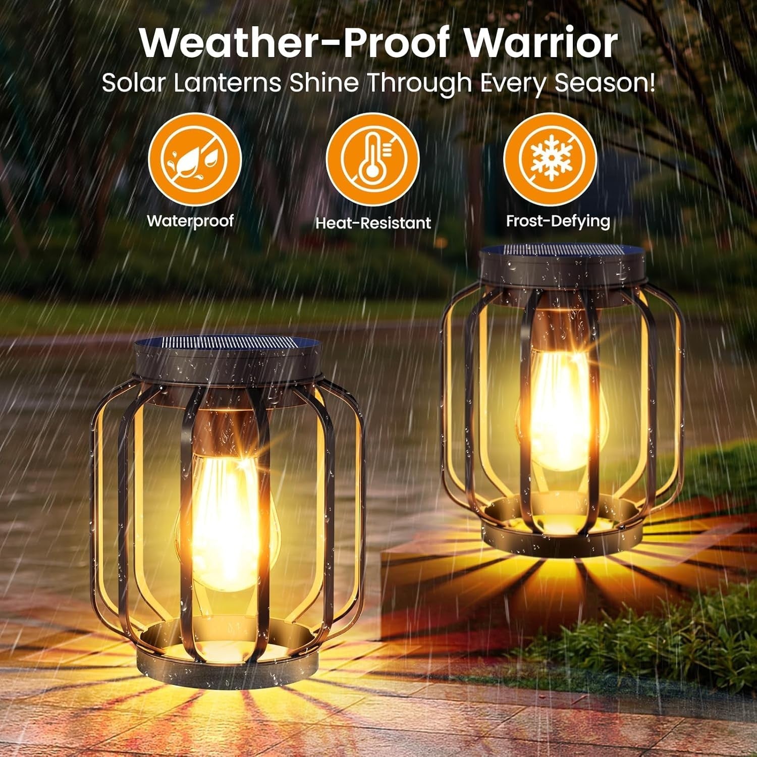 4-Pack Cylindrical Solar Lanterns Outdoor Waterproof Metal Garden Lights