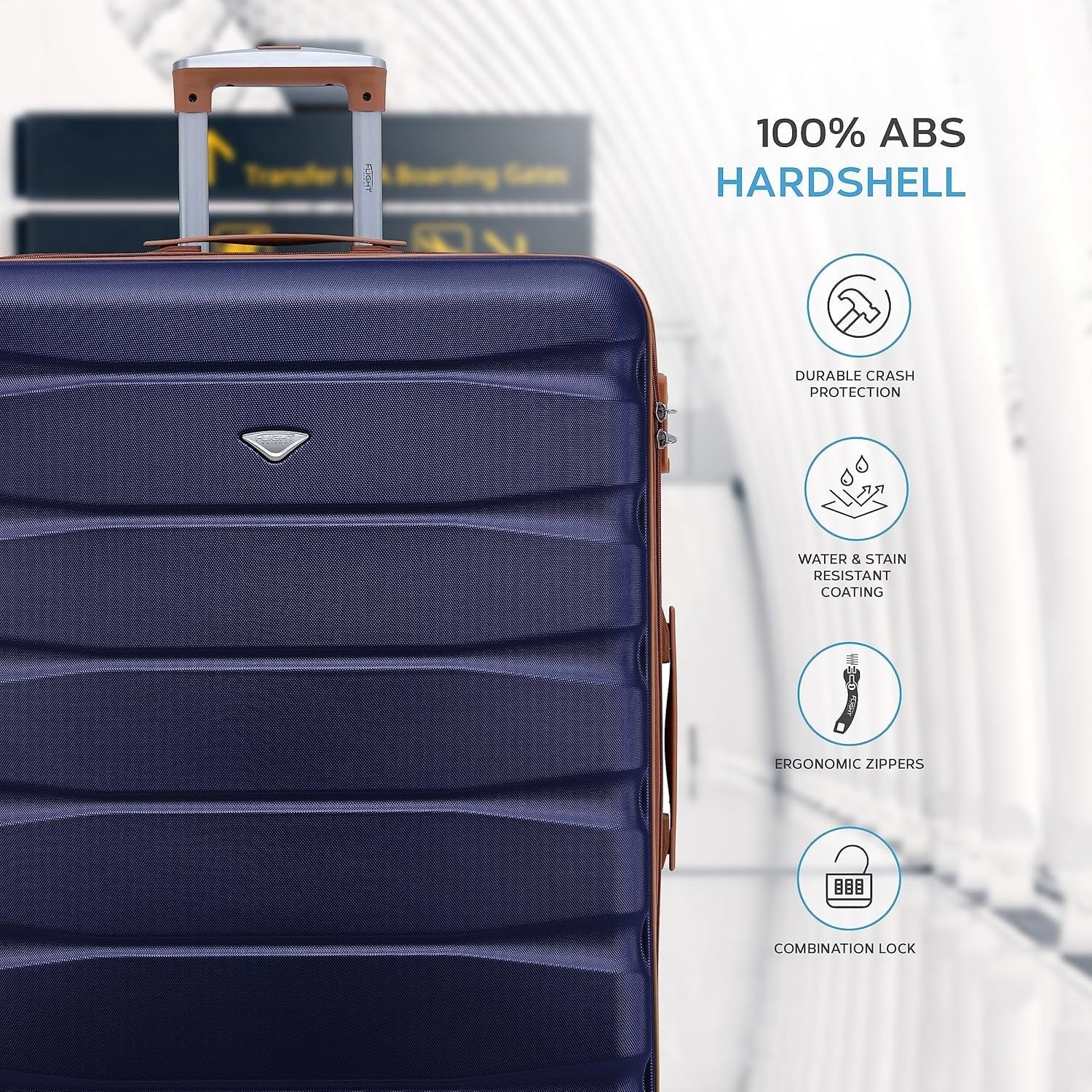 Medium 25” ABS Check In Luggage Lightweight Hard Case Spinner Wheels