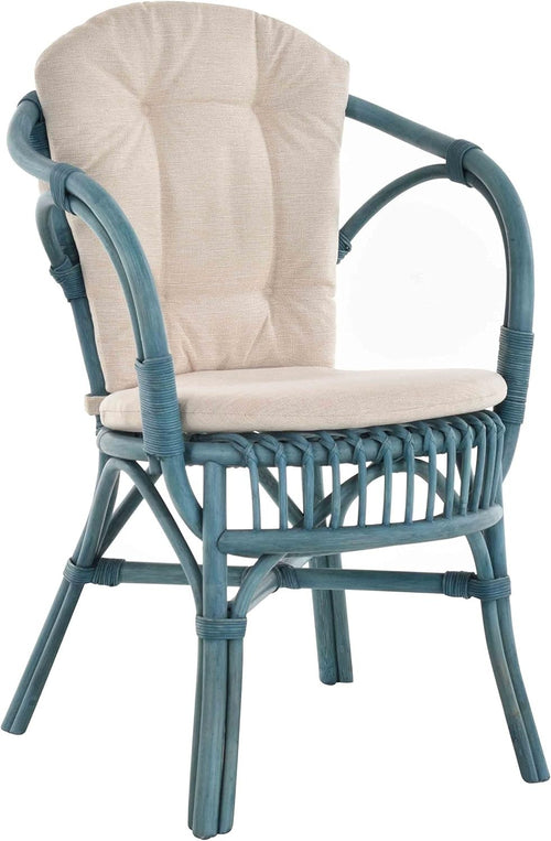 Scandinavian Wicker Chair Natural Rattan Armchair with Cushion Indoor Lounge