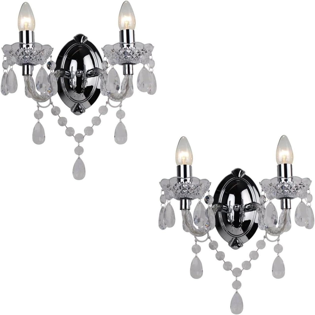 Clear Acrylic Wall Light Twin Sconce | Dimmable LED Compatible Elegant Lamp