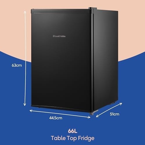 66L Mini Fridge Freezer-on-Top Compact Black Table Top Reversible