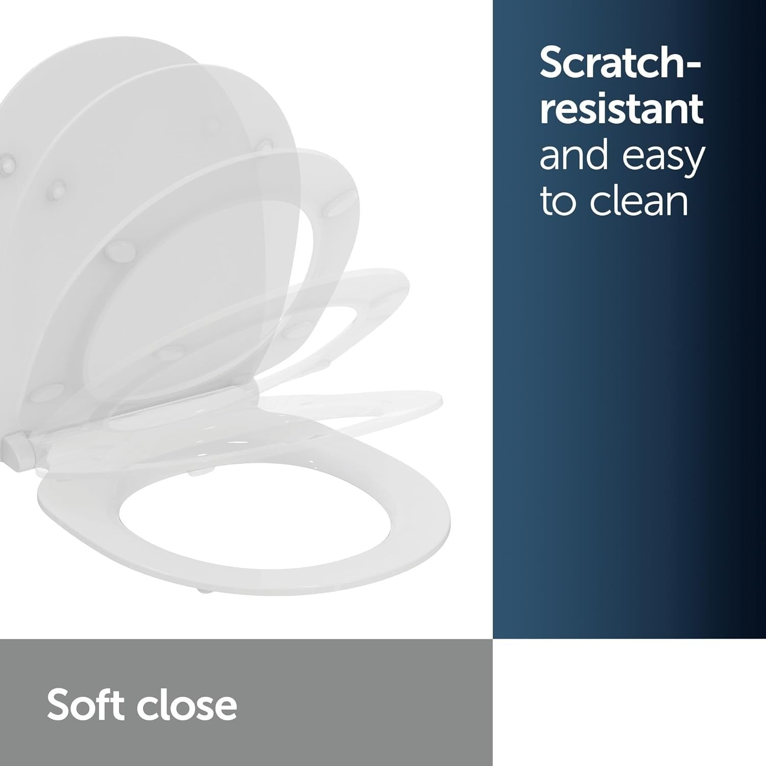 Tirso Oval Soft Close Toilet Seat White 365x425mm Quick Release Antibacterial