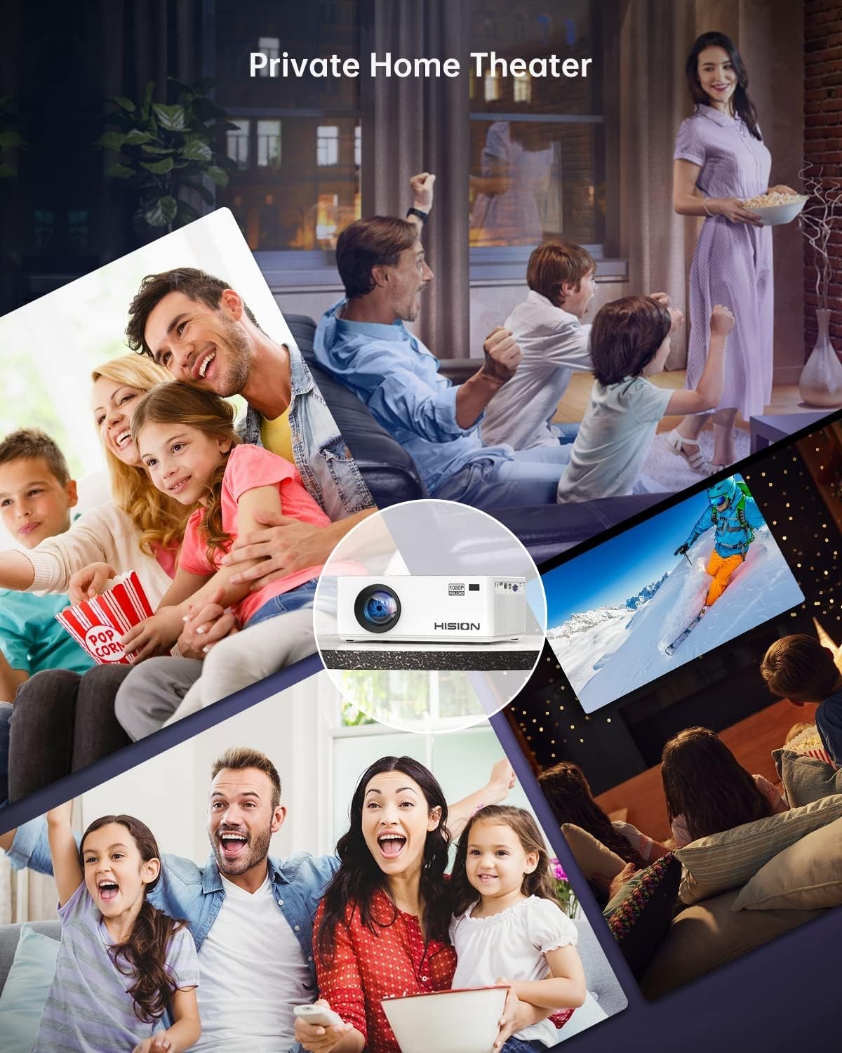 1080P Mini Projector 8000 Lumens 4K Support Outdoor Home Theater