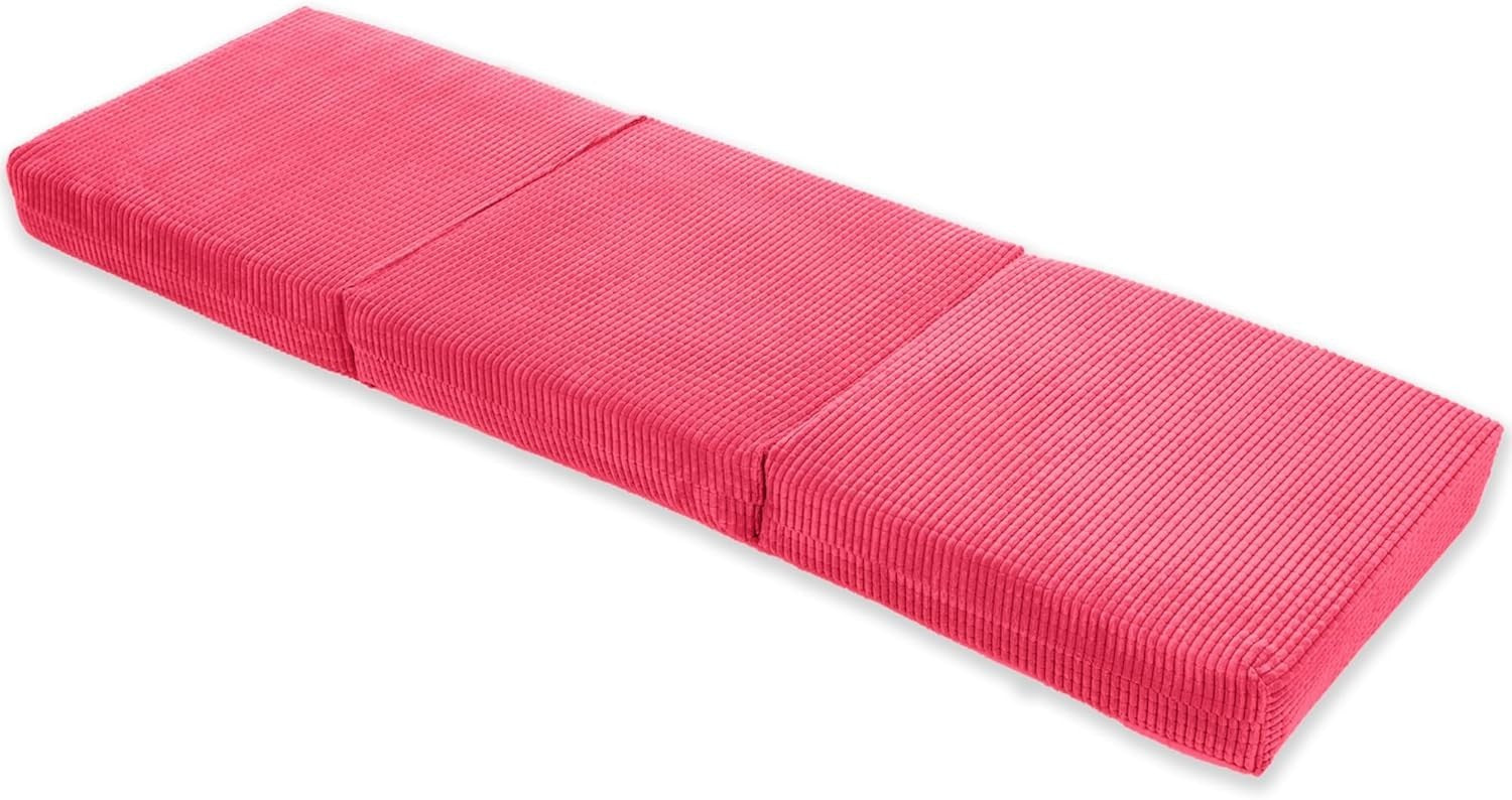 Z Bed Chair Futon Mattress Pink Fold Out Single Sofa Bed Footstool Seat