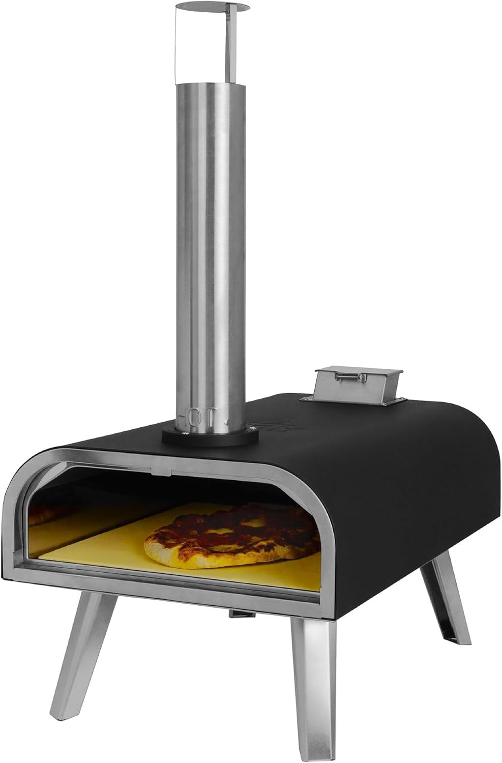 16" Outdoor Wood Fired Pizza Oven Black Stainless Steel BBQ Smoker Grill