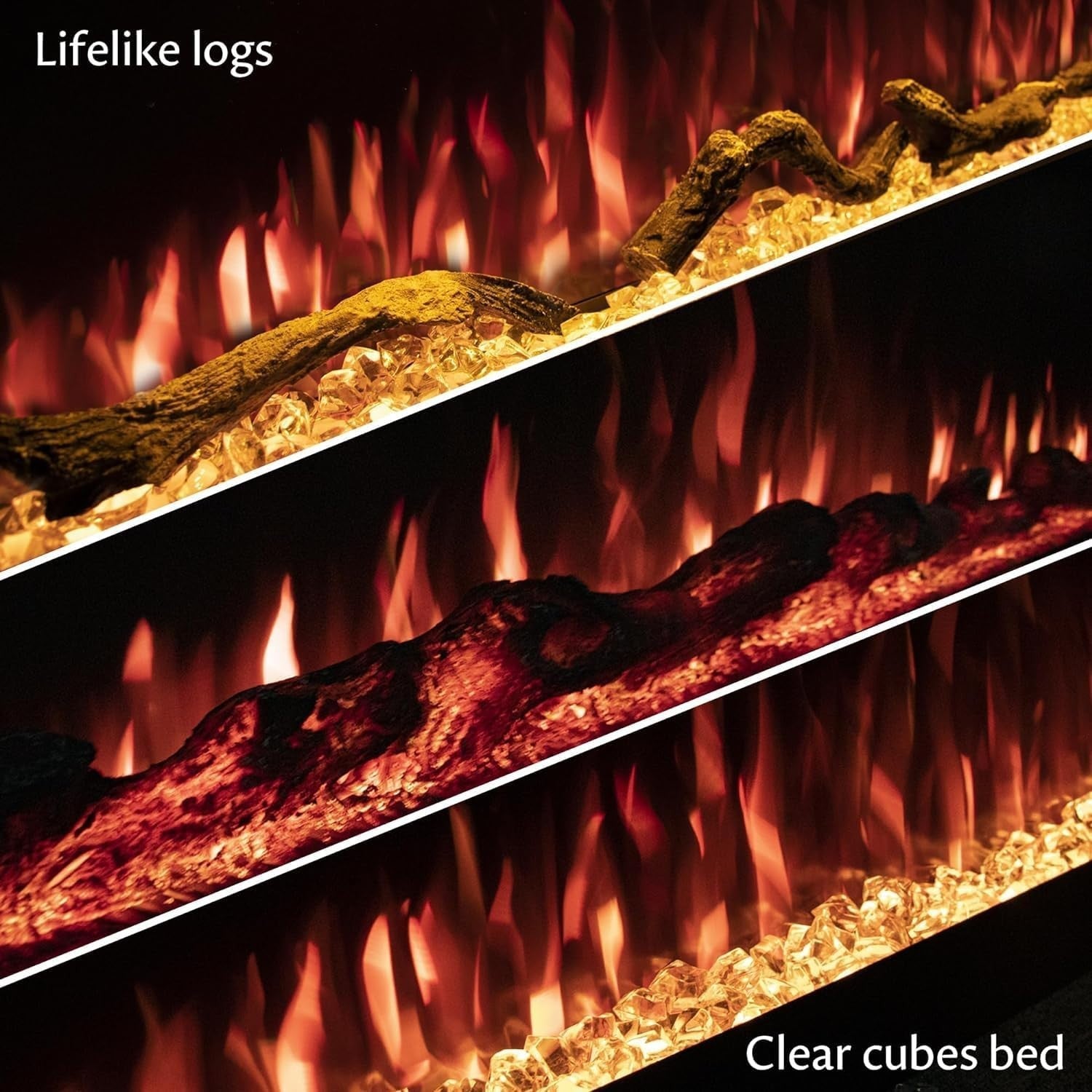 183cm Electric Wall-Mount Fireplace with Thermostat, 6 Flame Colors, WiFi