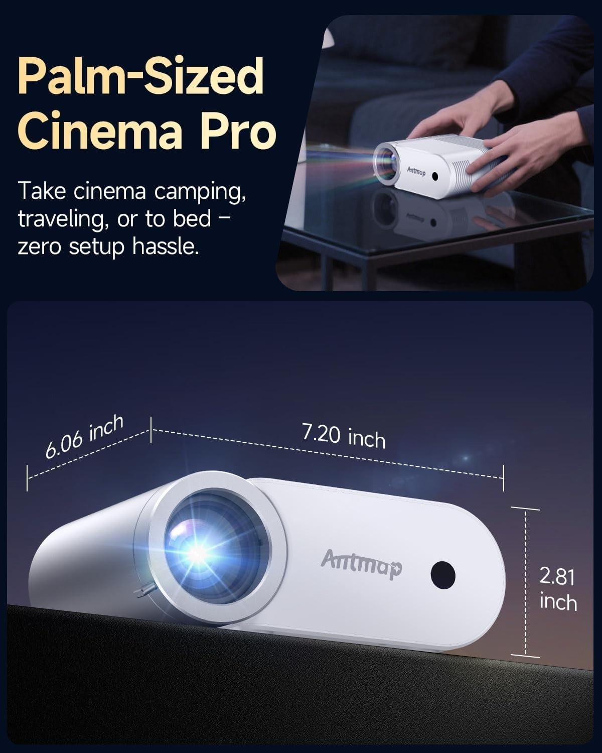 Mini Smart Projector 400 ANSI 1080P WiFi 6 Bluetooth Outdoor Cinema