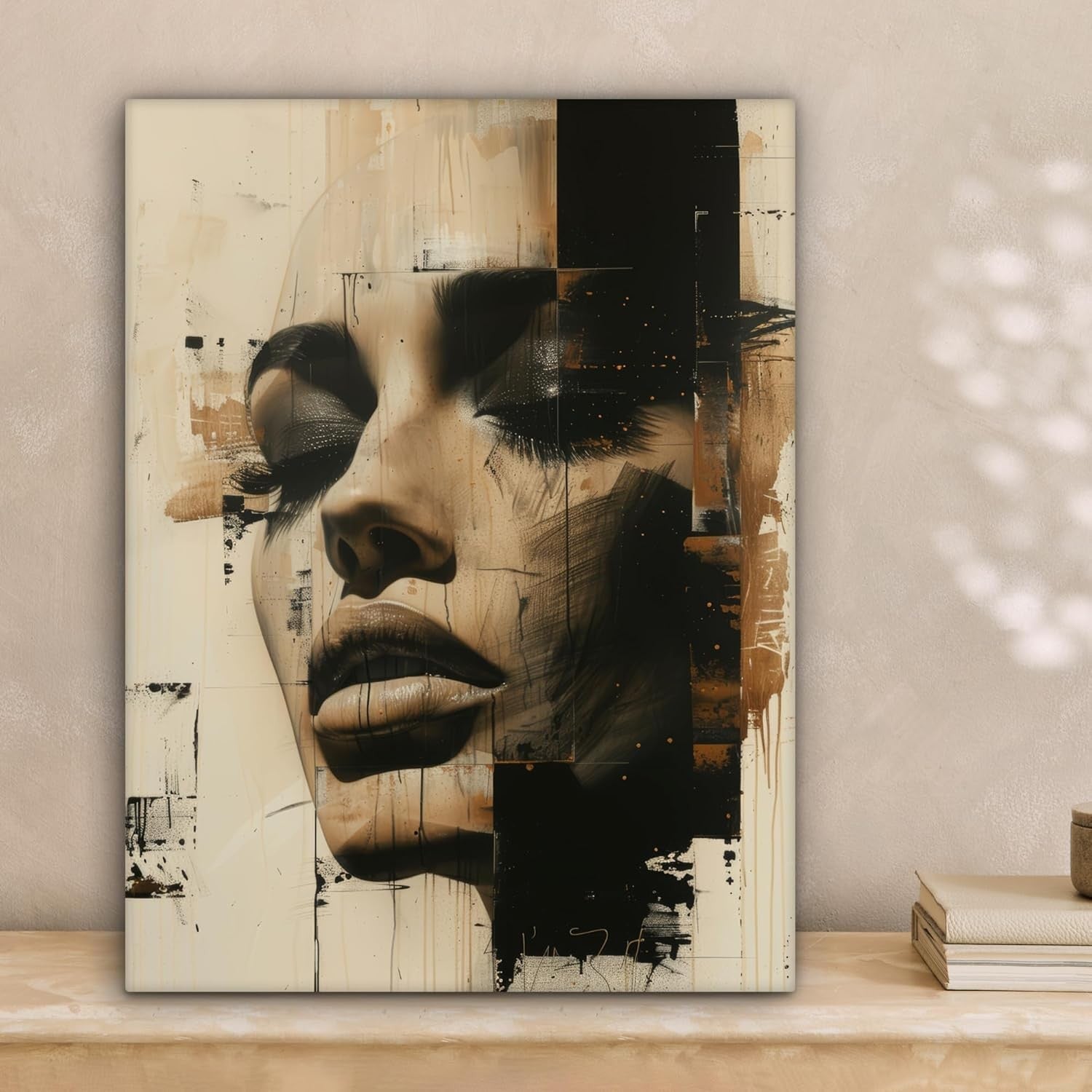 Abstract Woman Canvas Wall Art 30x40cm Modern Beige Print