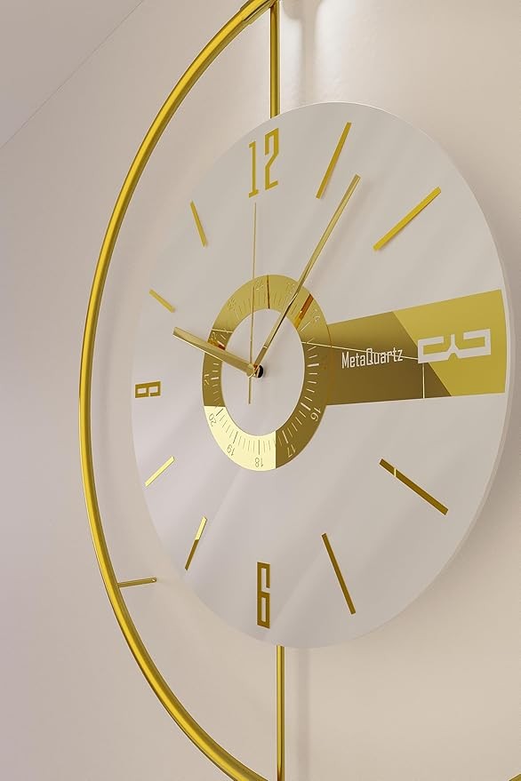 50cm Gold Silent Wall Clock Modern LED Halo Light Luxury Art Deco Design