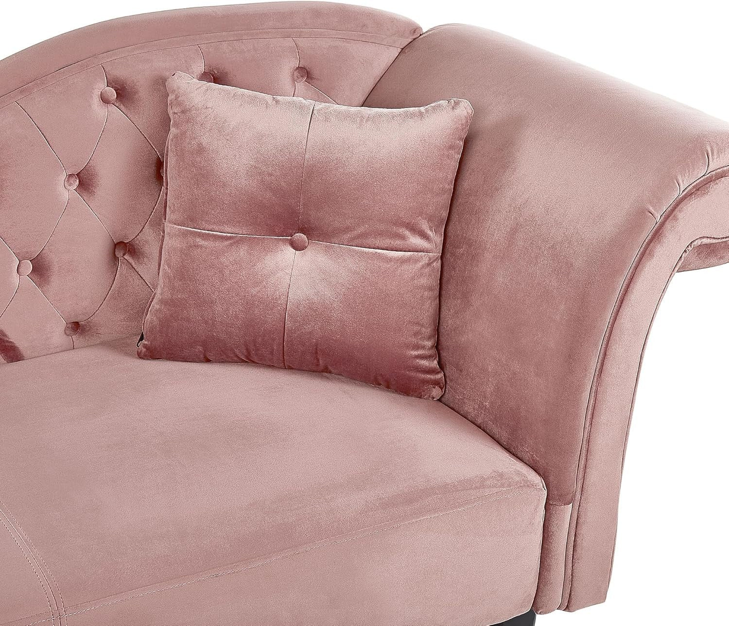 Dark Pink Velvet Right Hand Chaise Lounge Tufted Chesterfield Vintage Style