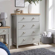 Grey 4 Drawer Chest Bedroom Storage Unit Modern Oak Effect Tall Cabinet