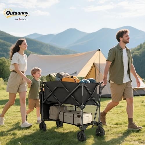 350L Double Decker Foldable Festival Trolley Cart with Wheels & Handle