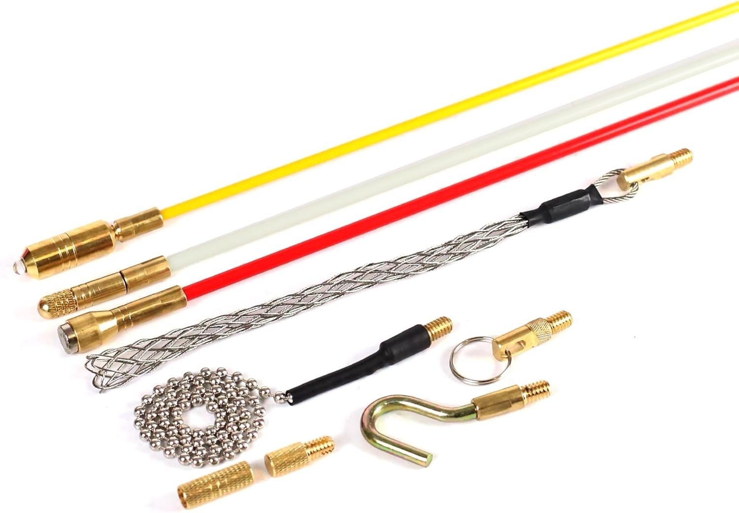 16M Cable Access Rod Kit 17pc Electrical Fish Tape Rods Attachments Tools Set