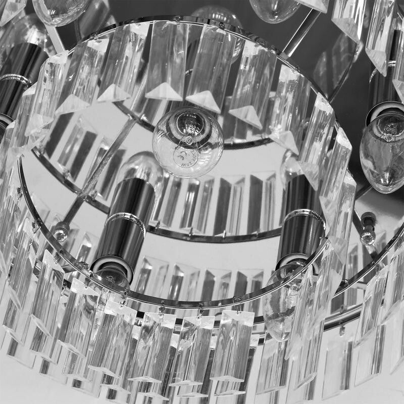 Modern Crystal Chandelier Ceiling Light 7 Bulb Flush Mount 40cm for Lounge