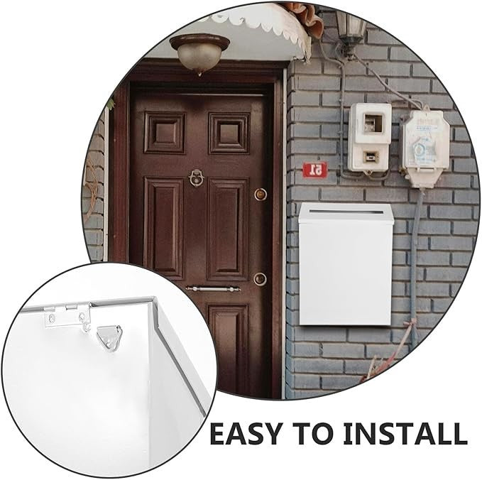 Wall Mounted Mailbox White Iron Secure Lockbox Rustic Outdoor Letter Holder