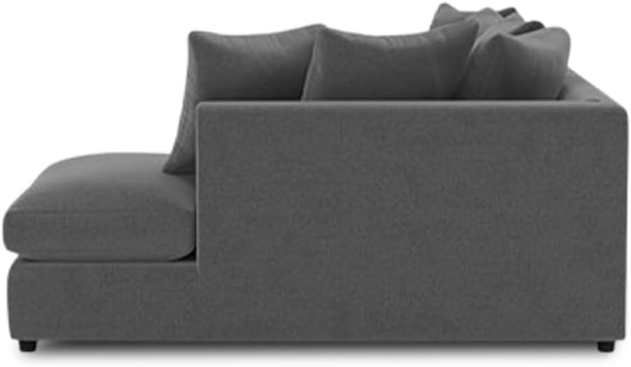 Grey Right Hand L Shaped Corner Sofa – 4 Seater Modular Couch with Cushions