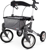 All Terrain Rollator Walker Outdoor Folding Lightweight Mobility Silver 4 Wheels