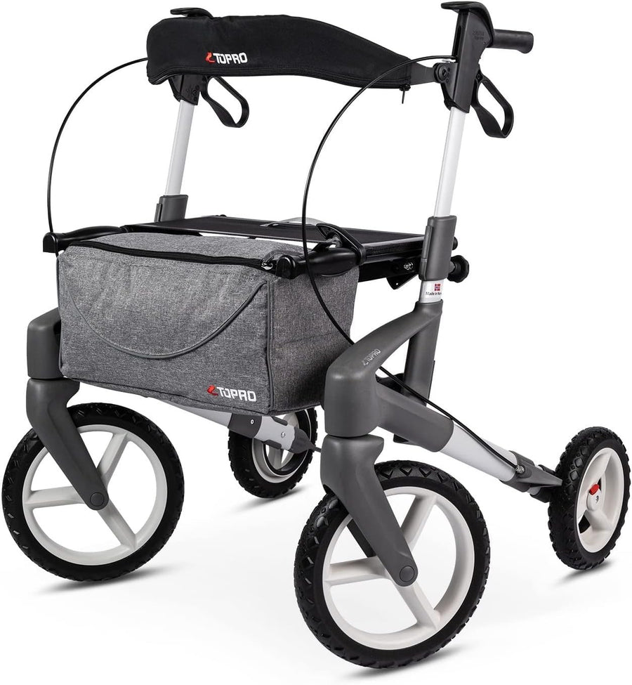 All Terrain Rollator Walker Outdoor Folding Lightweight Mobility Silver 4 Wheels