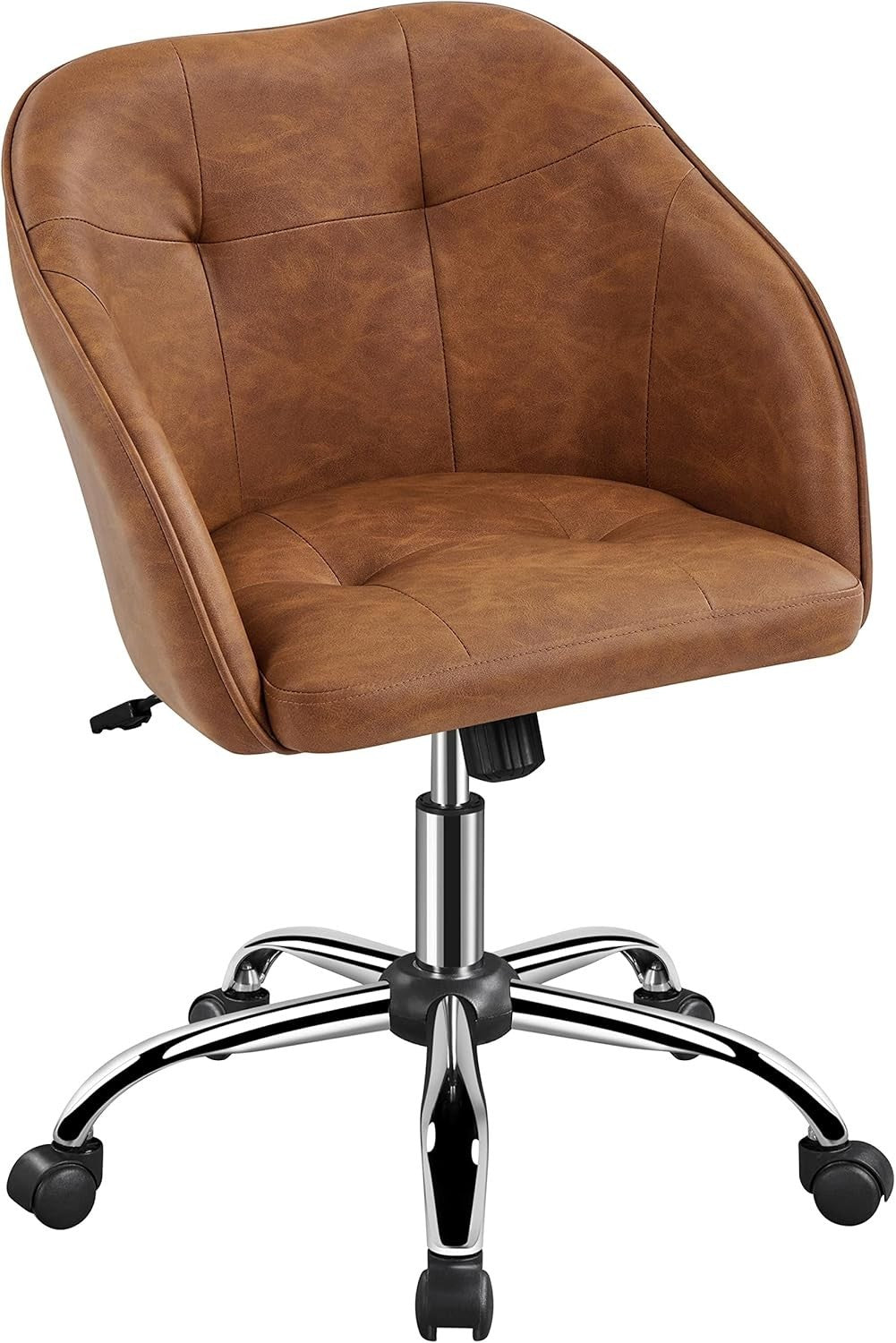 Ergonomic Faux Leather Office Desk Chair Adjustable Swivel Armchair Brown