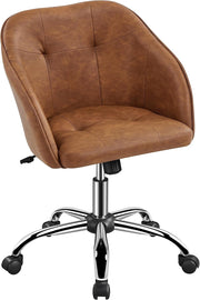 Ergonomic Faux Leather Office Desk Chair Adjustable Swivel Armchair Brown