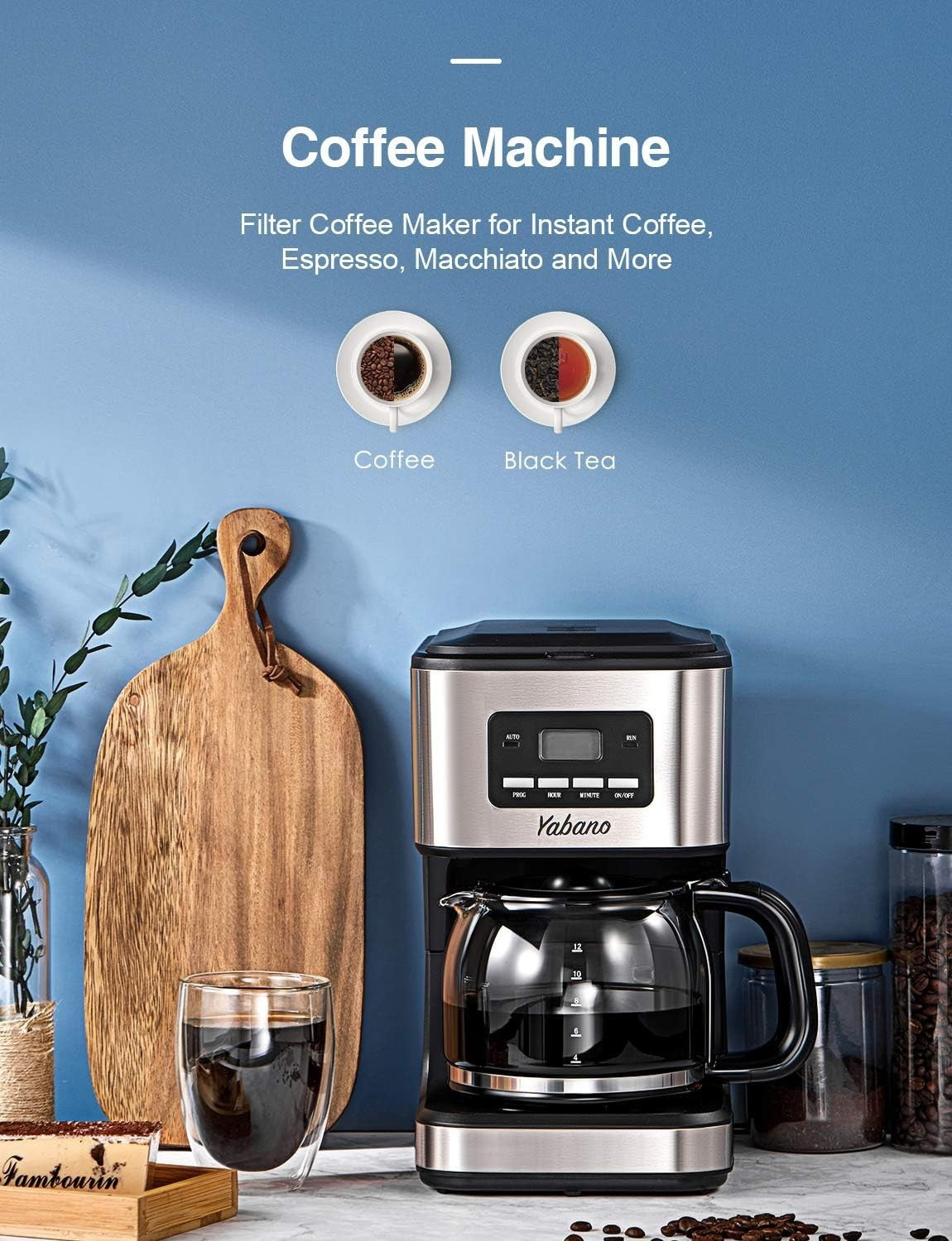 Programmable Drip Coffee Maker 1.5L Timer Anti-Drip Fast Brew 900W Machine
