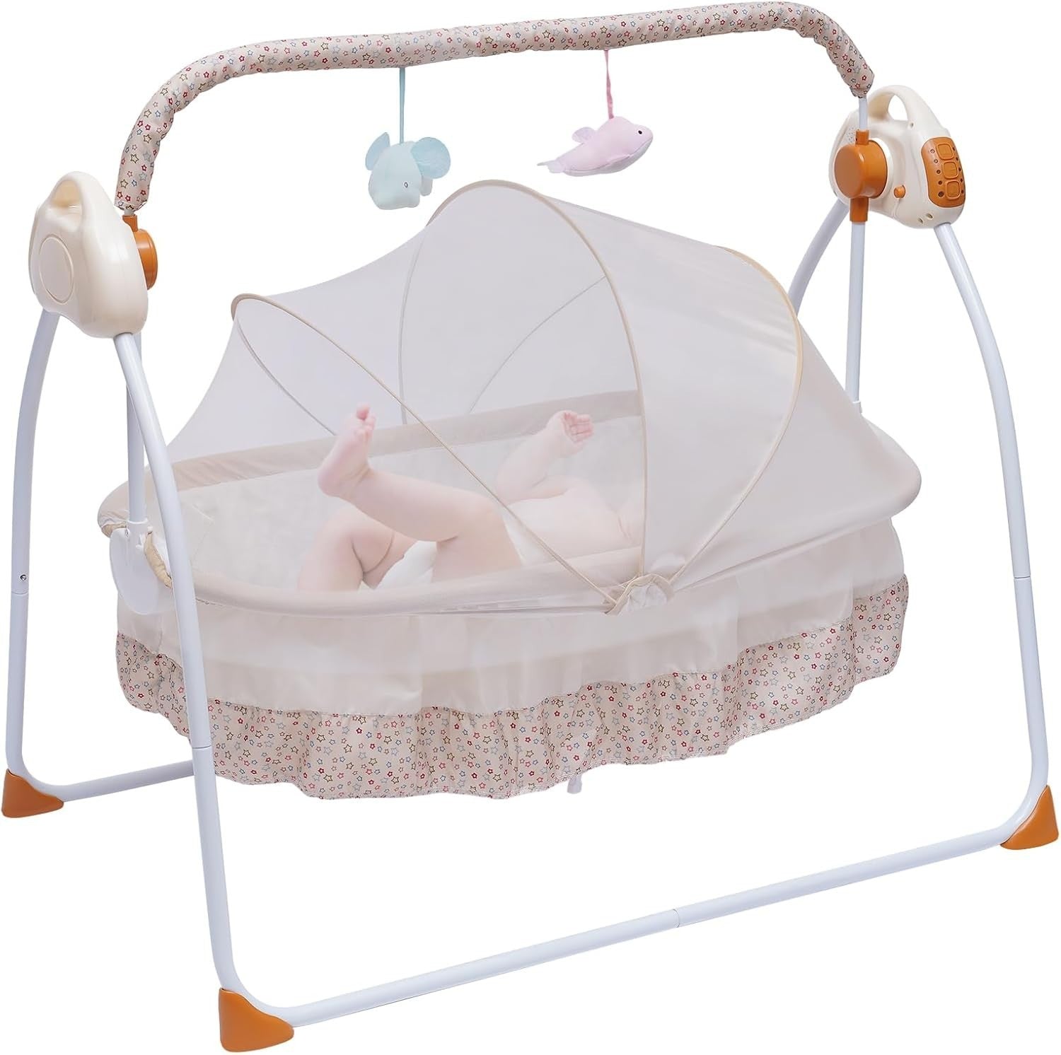 Electric Baby Crib Cradle Auto Swing Bed with Music Remote & Mosquito Net
