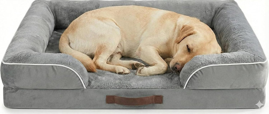 Medium Orthopedic Memory Foam Dog Bed Washable Sofa Grey 71cm