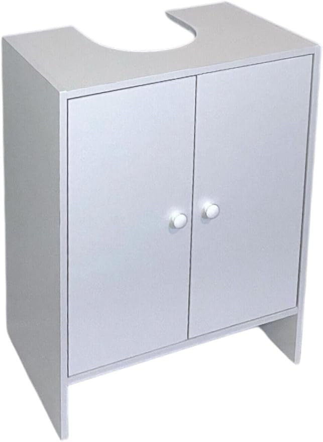 White Bathroom Sink Cabinet 48x30x60cm Under Basin Storage Cupboard 2 Door Unit